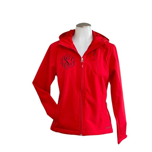 Double Diamond Jackets & Blazers - Double Diamond Womens Red Softshell Jacket S/C Polyester Spandex Blend With Hood